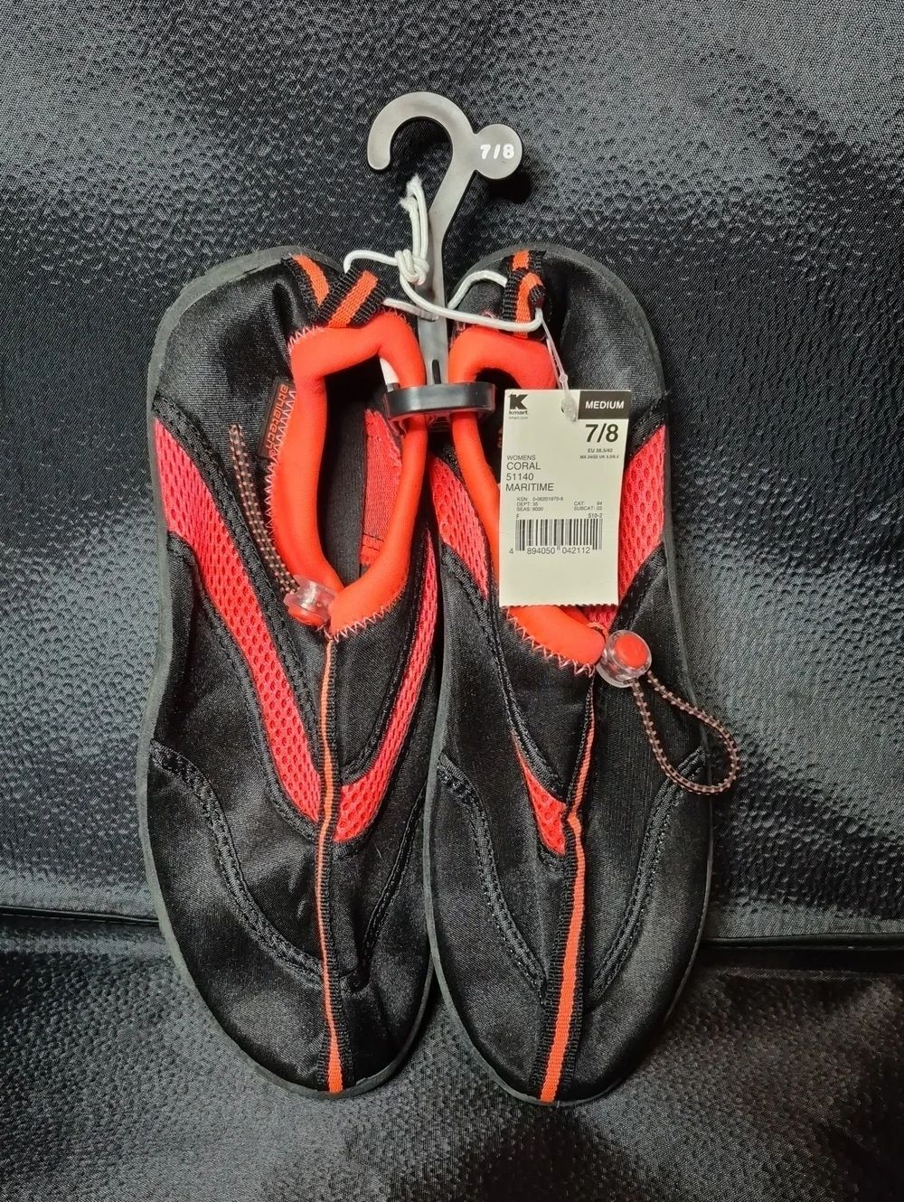 Athletech Women's 7/8 Black Water Shoes with Coral Accents - New